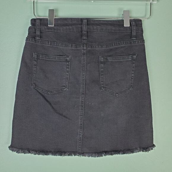 Art Class Black Frayed Raw Edge Skirt Size L 10/12 - Picture 2 of 5
